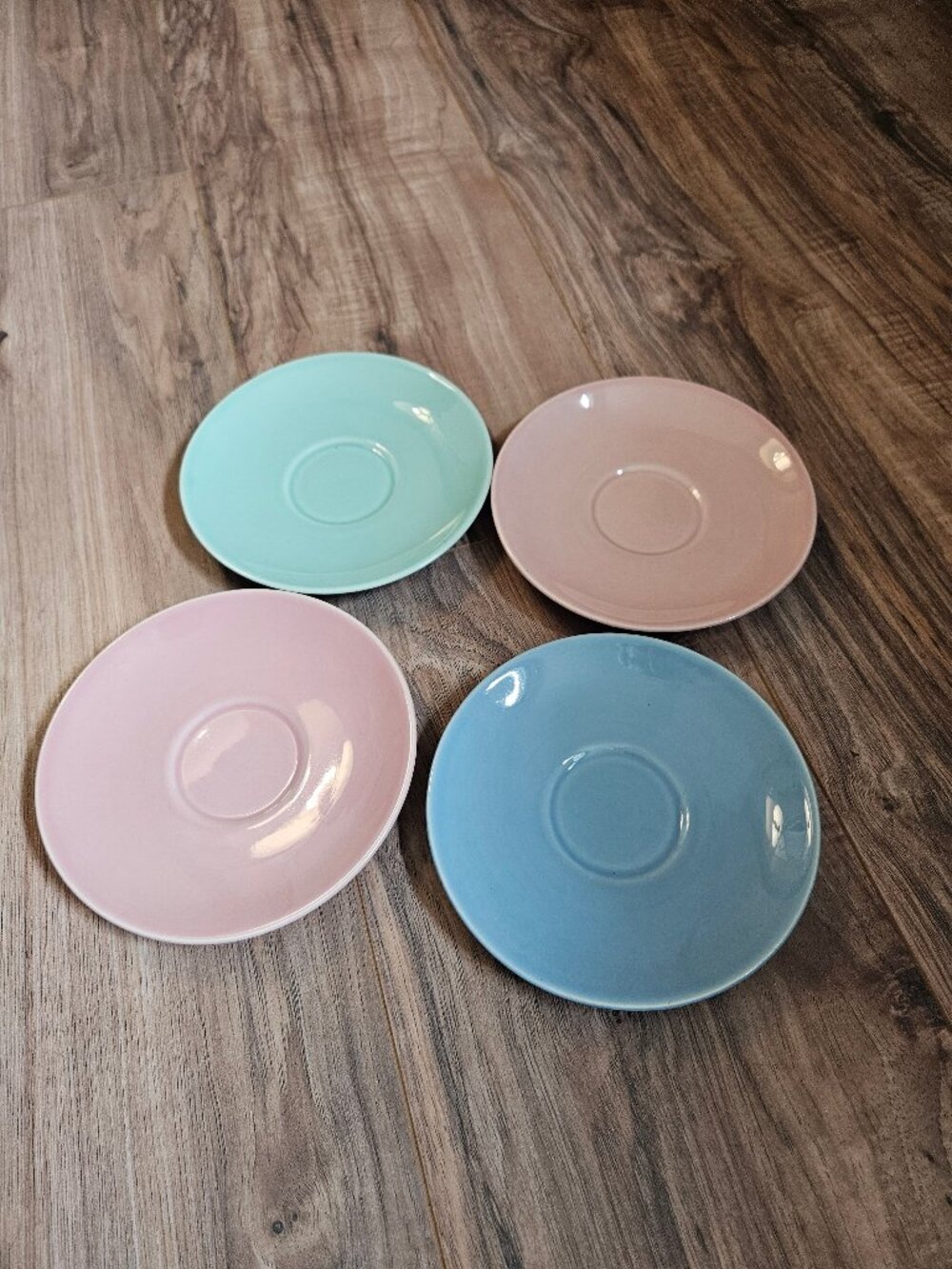 Vintage LuRay/Taylor, Smith & Taylor, Set of 4 Saucers, Blue/Green/ Pink(2)
